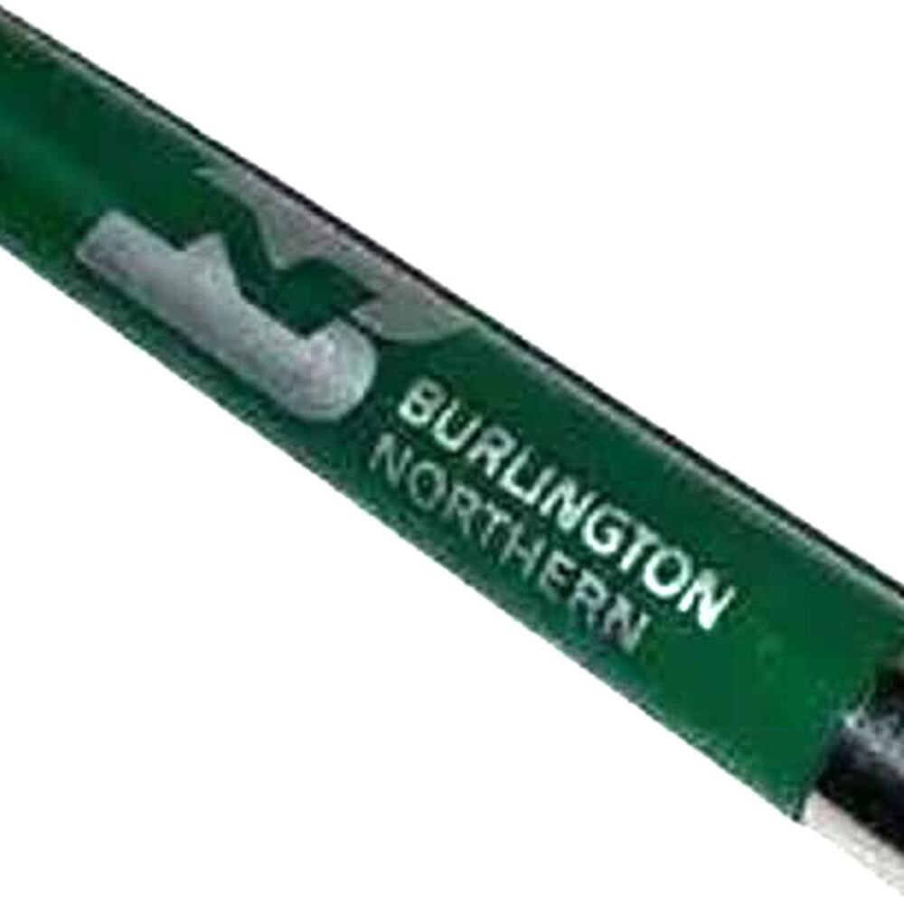 Vtg Burlington Northern Railroad Pen Advertising Green Plastic Click Ballpoint
